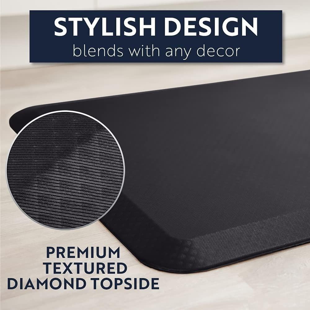 Black Anti Fatigue Thick Soft Waterproof Cushion Mat Stand Kitchen Floor 58x20